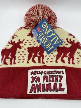 Holiday Home Alone Sock Hat Pompom Merry Christmas Ya Filthy Animal Beanie Hat